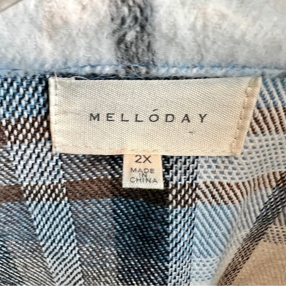 Melloday Plaid Shacket Longline Jacket size 2X - Picture 4 of 11